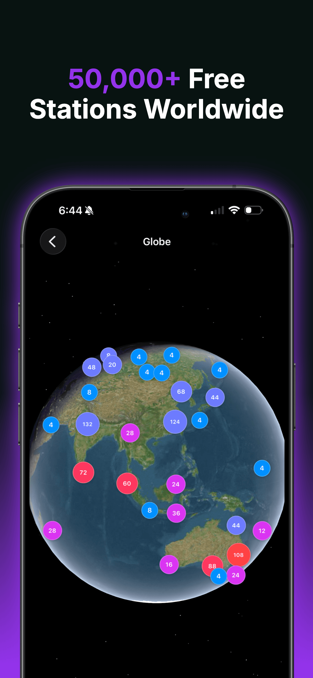 Interactive world map of radio stations